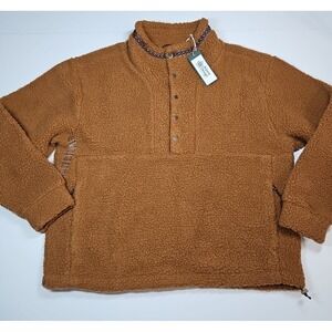Alpine Design Womens Brown Sherpa Fleece 1/4 Snap Pullover Size Large NWT